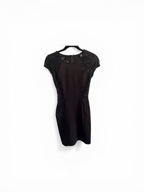 Iz Byer Black Lace-Panel Mini Dress